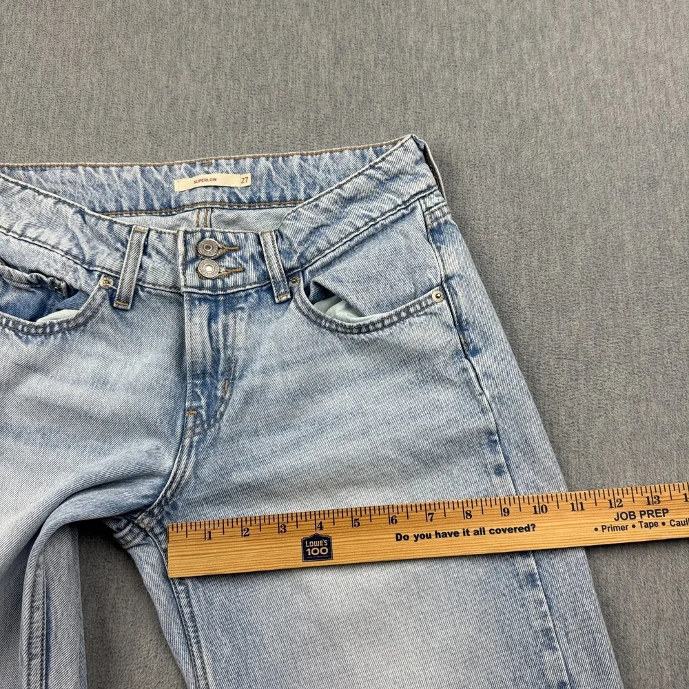 Levis Jeans Women 27X31 Blue Superlow Baggy Wide Leg Relax Light Wash Denim Y2K